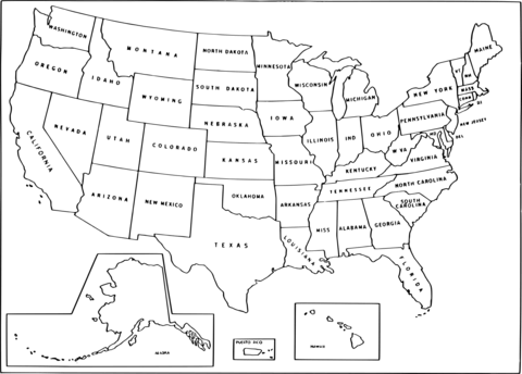 Simple usa map coloring page free printable coloring pages