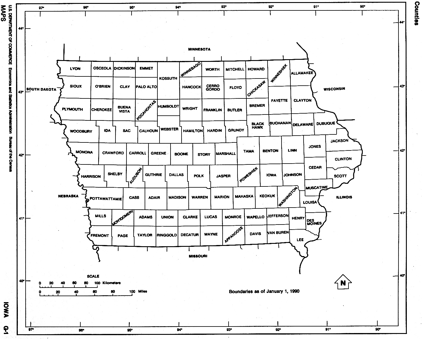 Iowa outline maps and map links