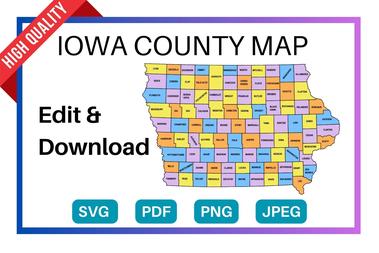 Iowa county map editable printable state county maps