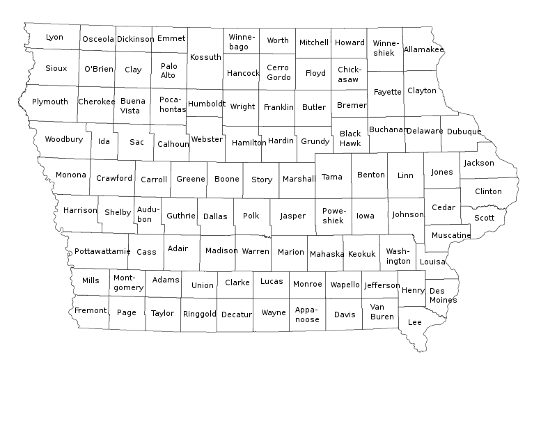 Fileblank iowa county map with county namessvg