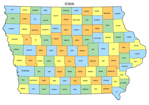 Iowa county map printable state map with county lines â diy projects patterns monograms designs templates