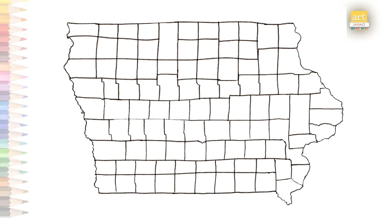 Iowa map outline how to draw iowa map step by step map drawing tutorials step by step drawings