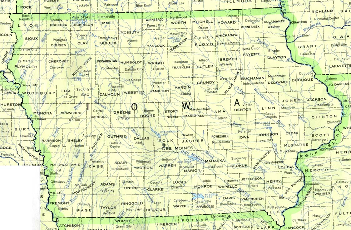 Iowa outline maps and map links