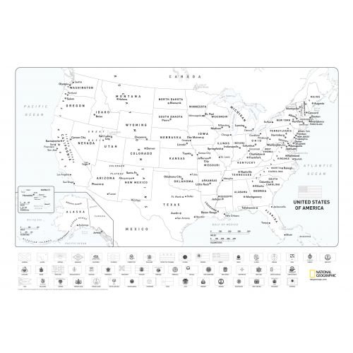 United states coloring map with flags map