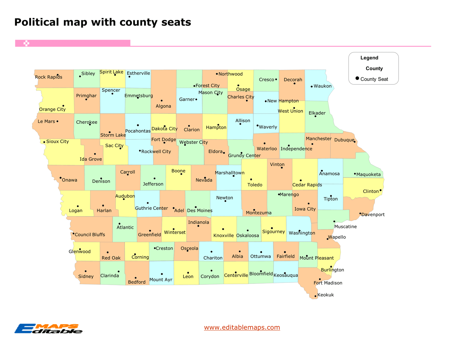 Iowa county map