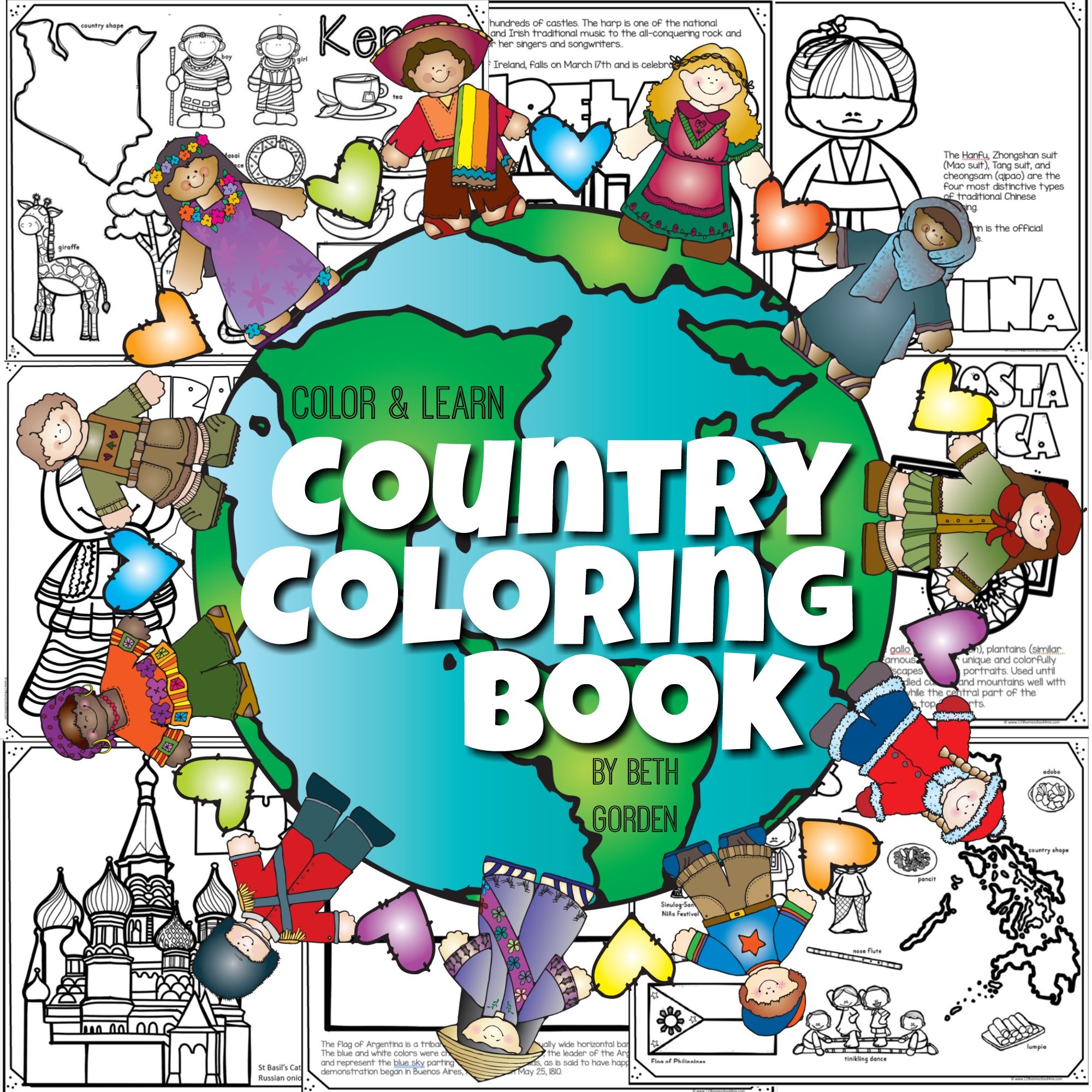 Read color learn country coloring pages