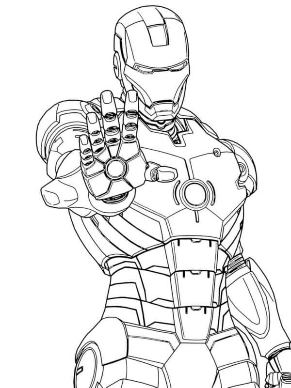 Portrait of iron man attack coloring page