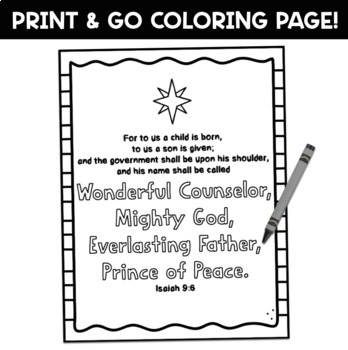 Isaiah activity coloring page and poster christian christmas bible