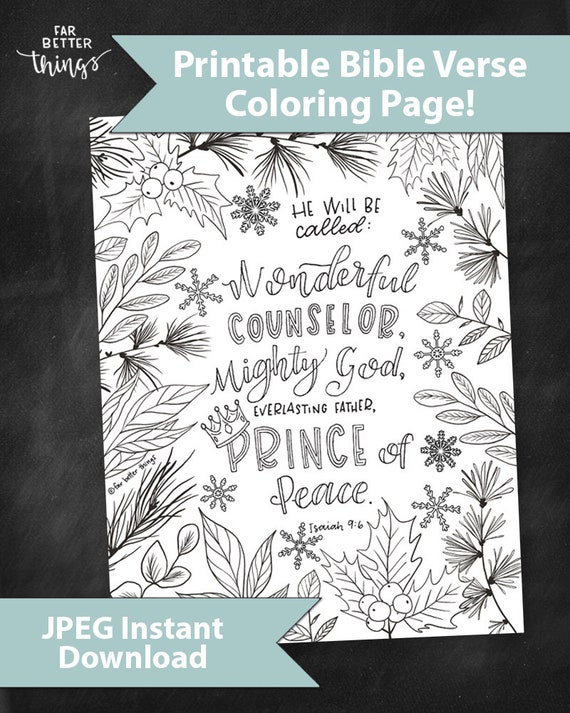 Bible verse coloring page isaiah printable bible verse coloring page christian kids activity christmas coloring sheet advent fun