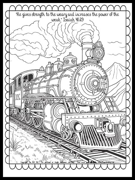 Free printable train coloring page isaiah bible verse â the art kit