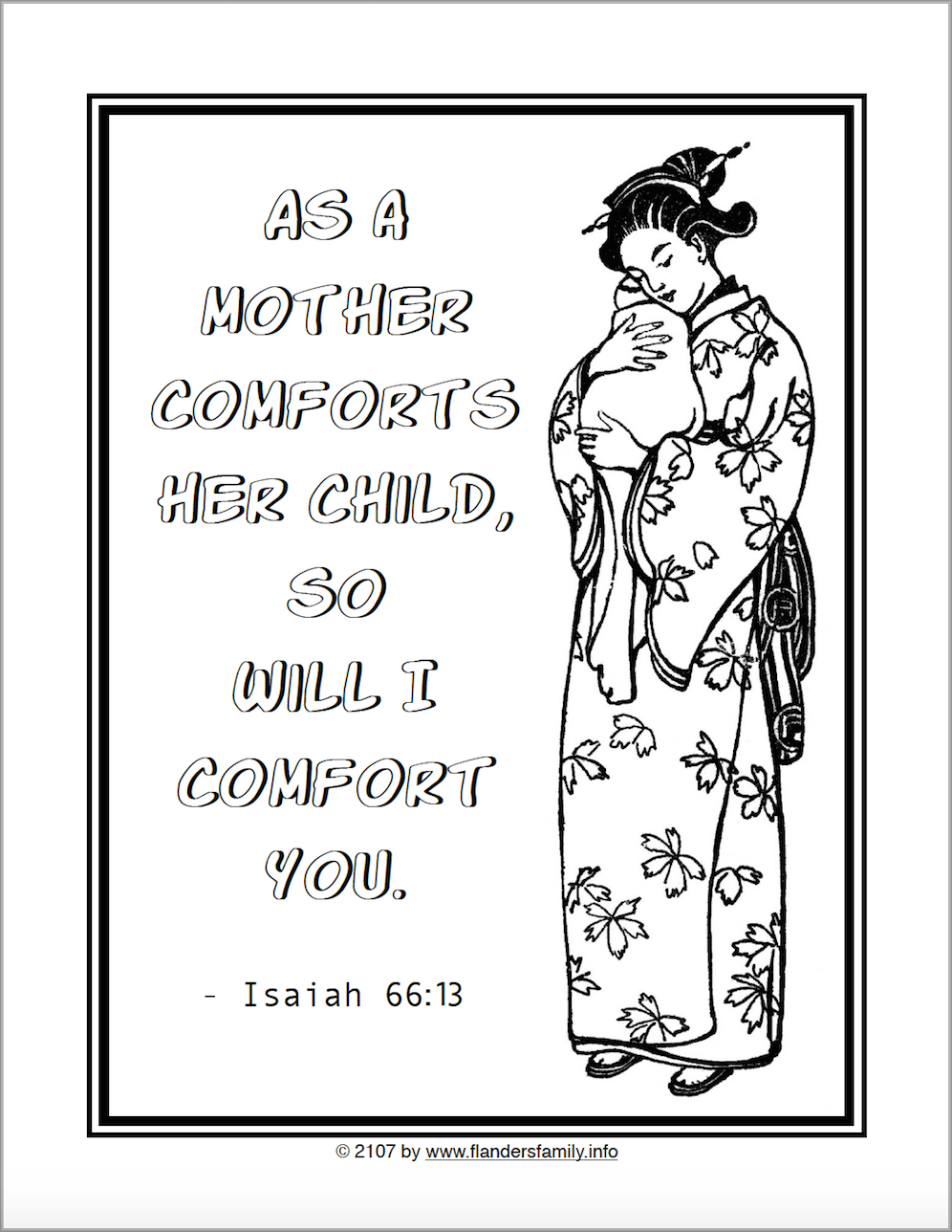 A mothers comfort coloring page