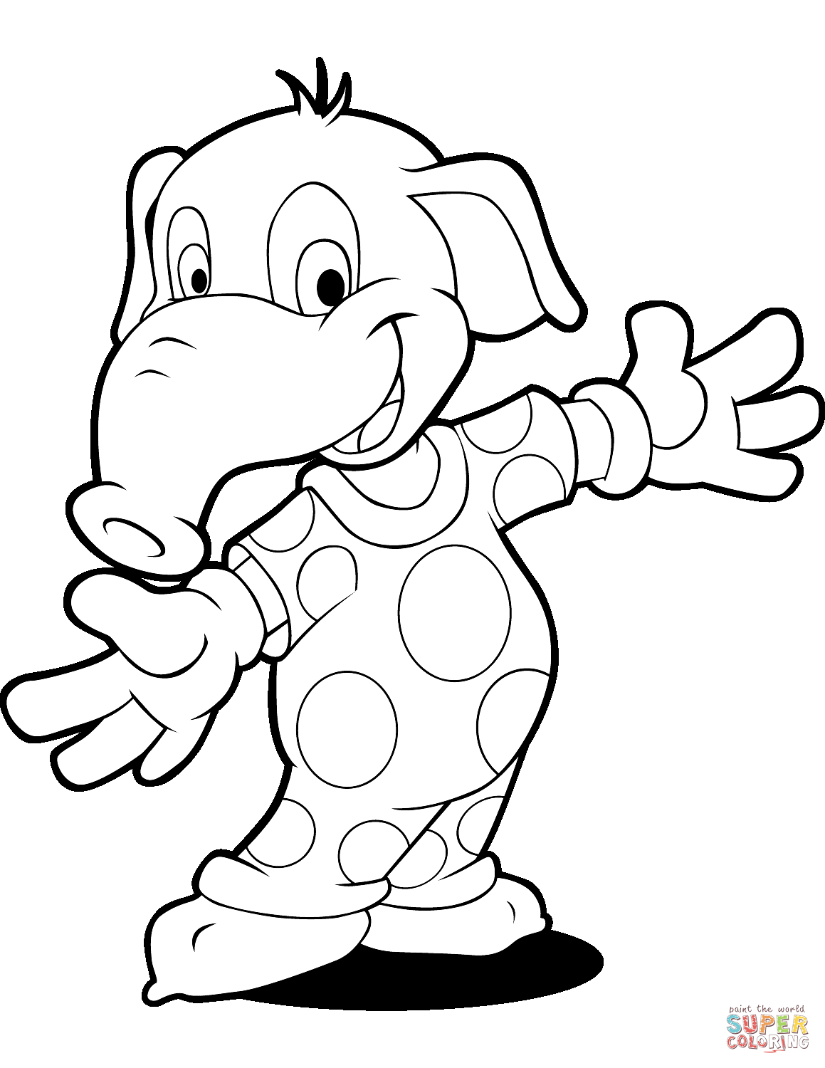 Cute cartoon elephant coloring page free printable coloring pages