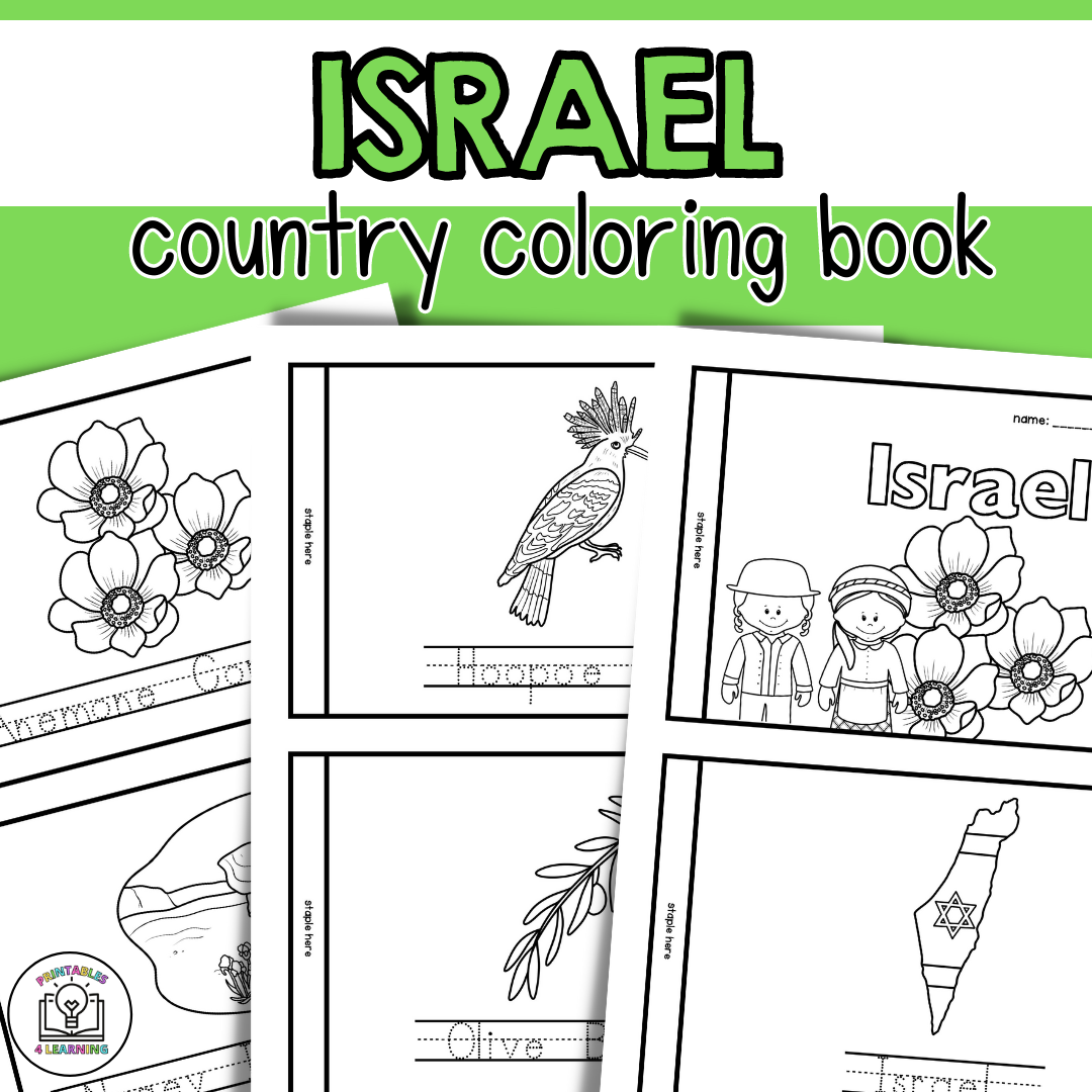 Israel color and trace book for kids â printables learning