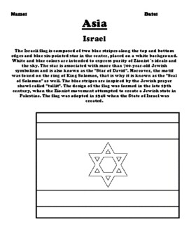 Israel flag worksheet by northeast education tpt