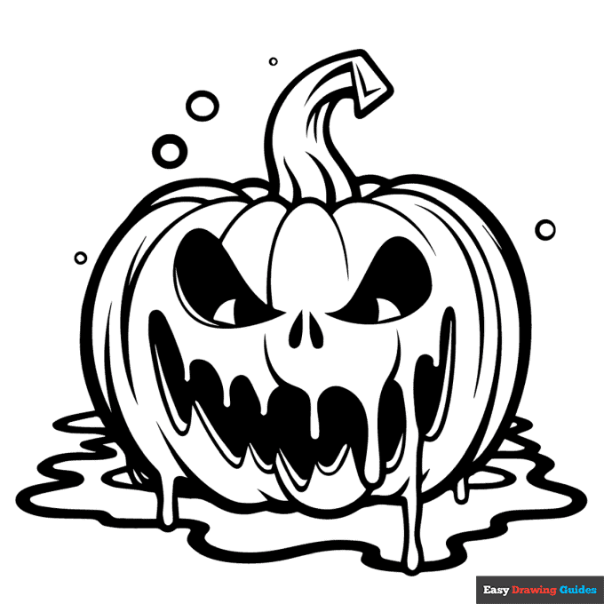 Melting jack o lantern coloring page easy drawing guides