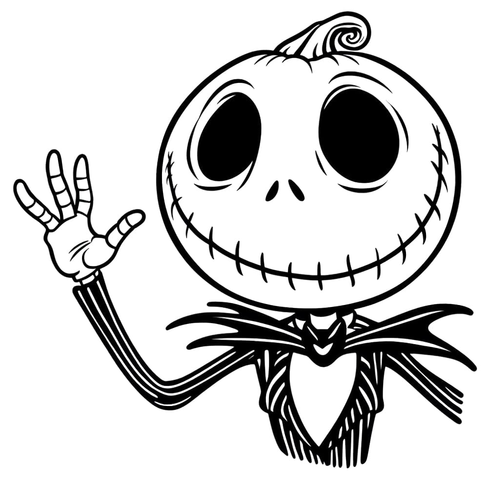 Friendly jack skellington coloring page