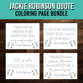 Jackie robinson inspirational quote coloring page bundle black history month