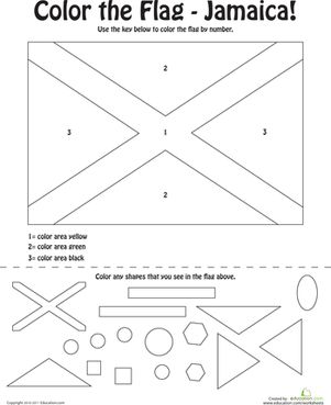 Color the flag jamaica worksheet education flag coloring pages jamaican art geography for kids