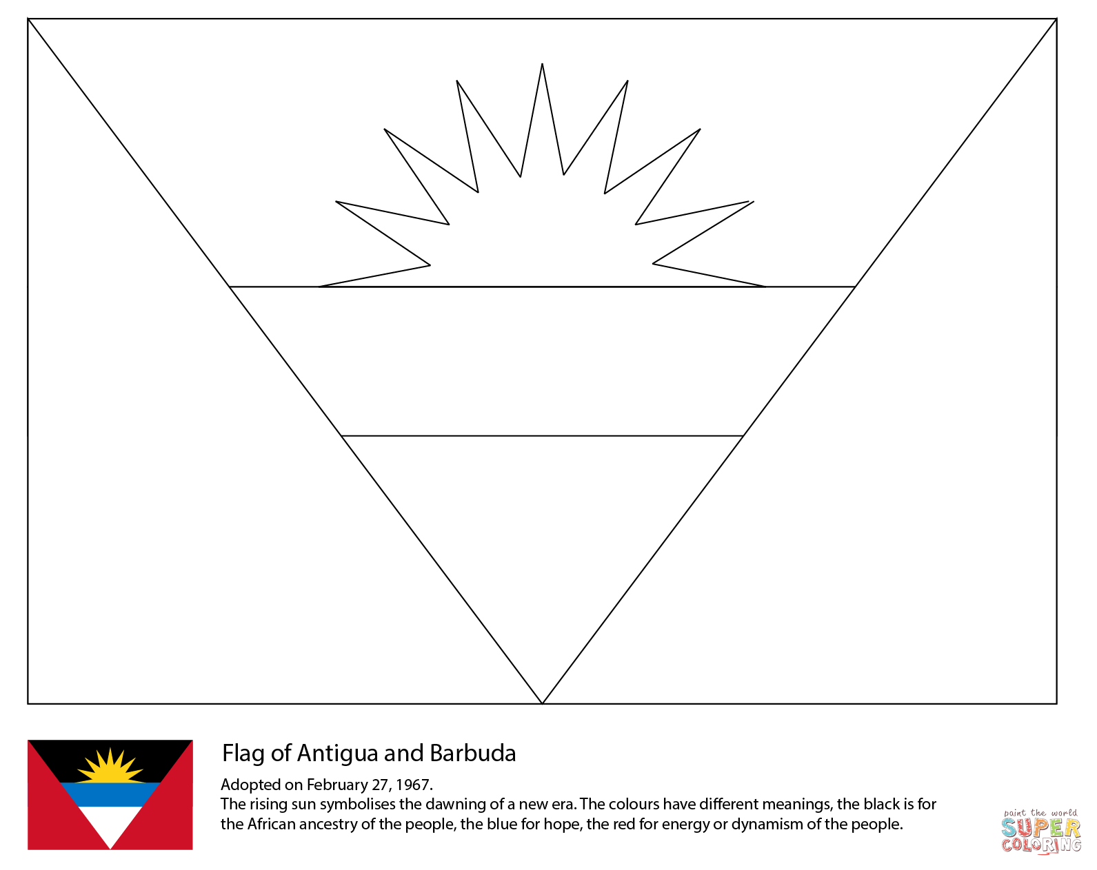 Flag of antigua and barbuda coloring page free printable coloring pages