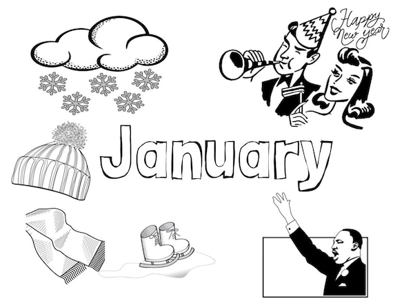 Printable january coloring page sheet worksheet activity