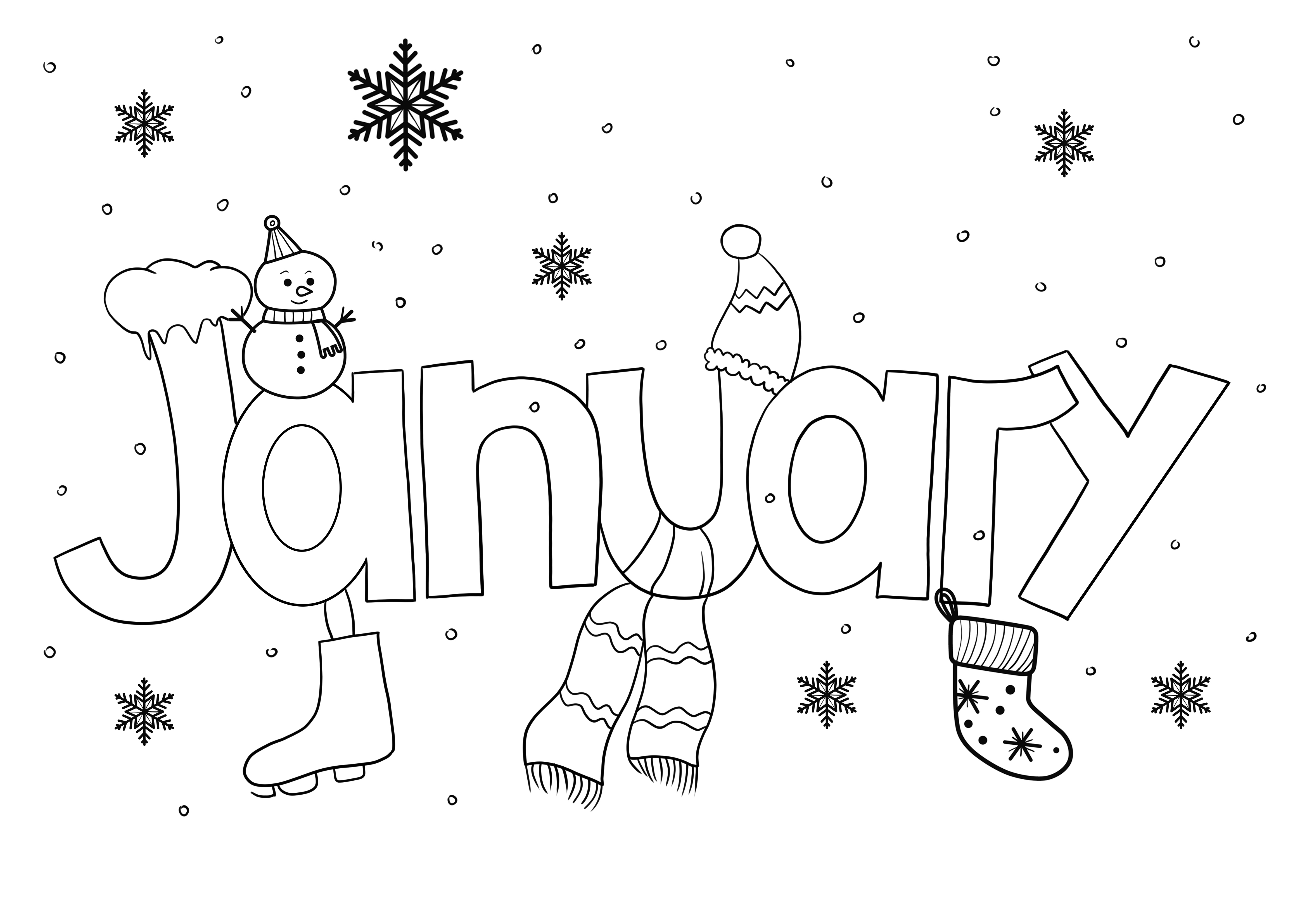 January coloring sheet free to print or download