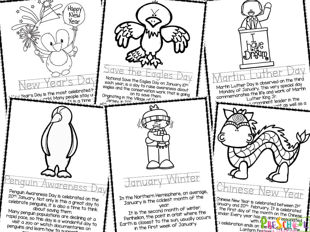 Free printable january coloring pages