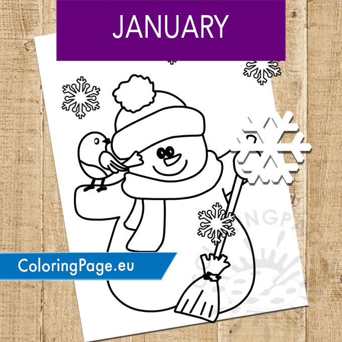 January month coloring page for kids coloring page