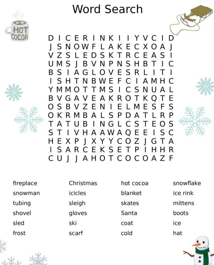 Winter word search