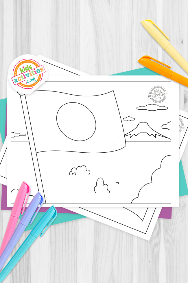 Sunny japan flag coloring pages kids activities blog kids activities blog