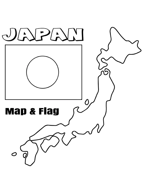 Japan flag and map fãrbung seite