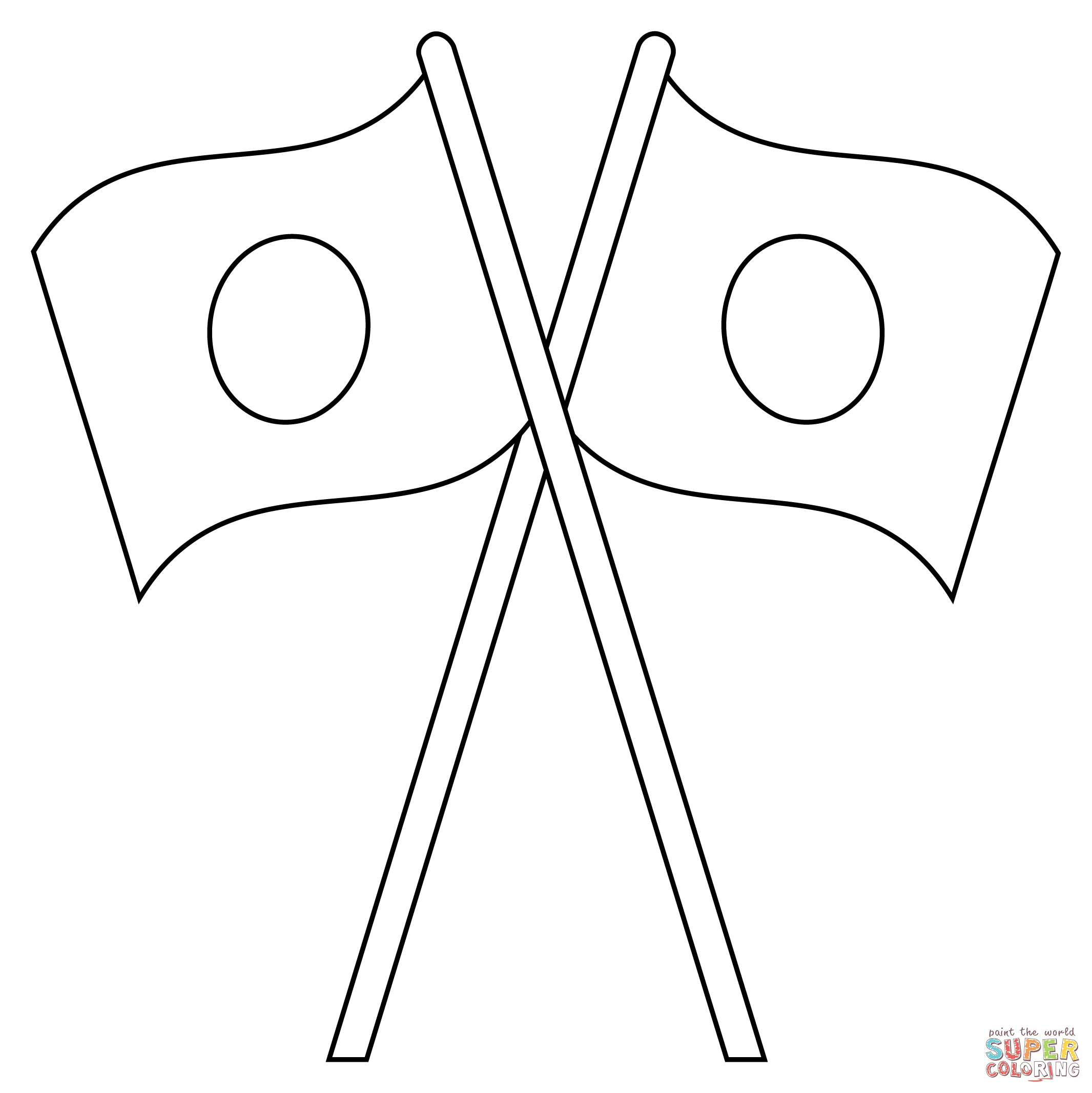 Crossed flags coloring page free printable coloring pages