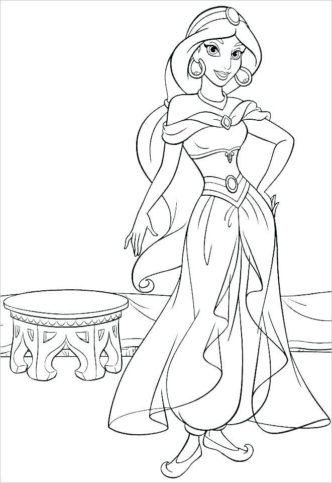 Coloring pages princess jasmine coloring page