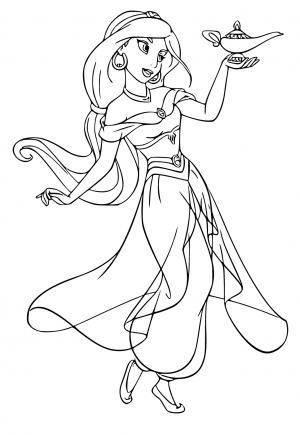 Free printable princess jasmine coloring pages for adults and kids