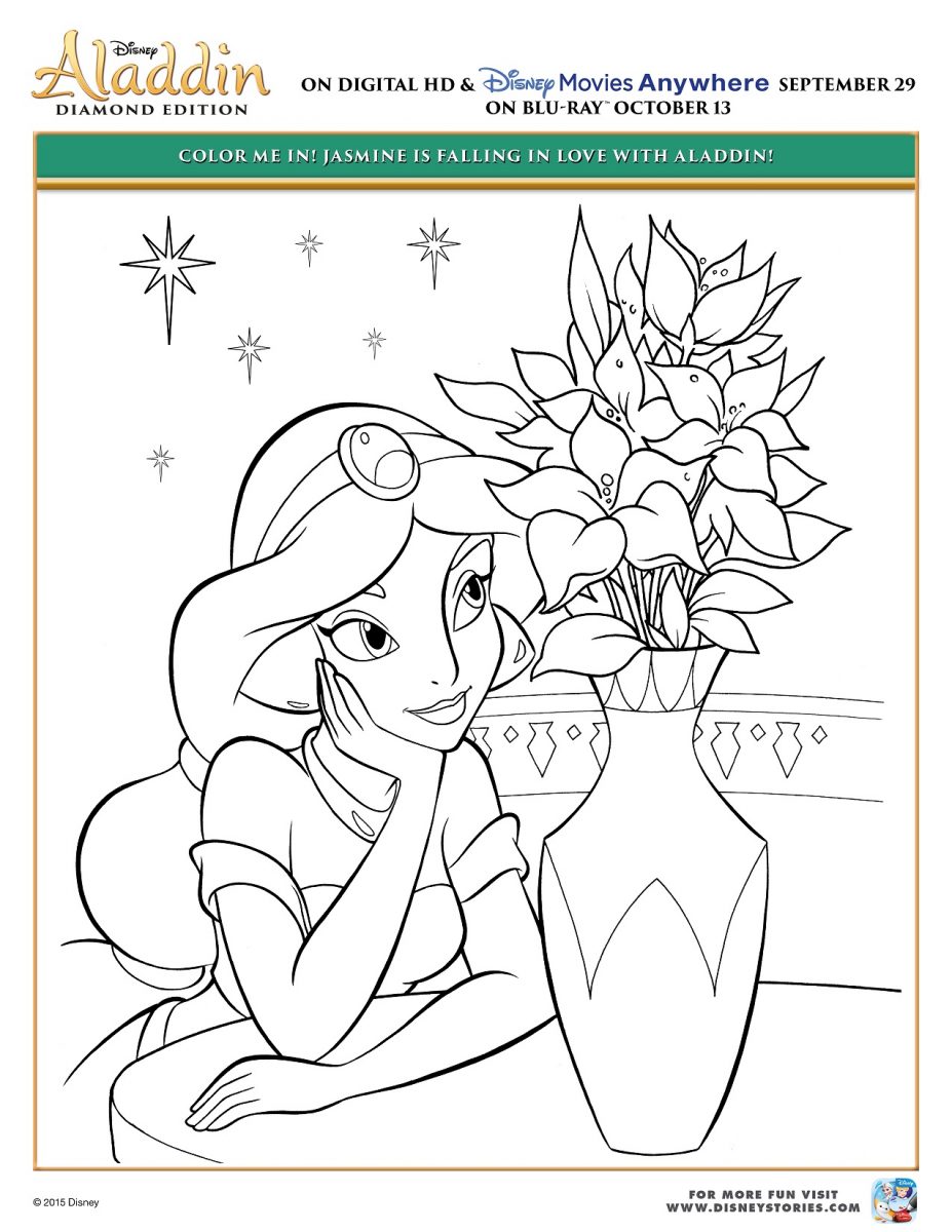 Disneys aladdin princess jasmine printable coloring pages