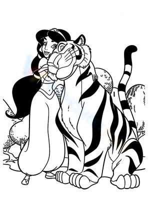 Princess jasmine with rajah worksheet