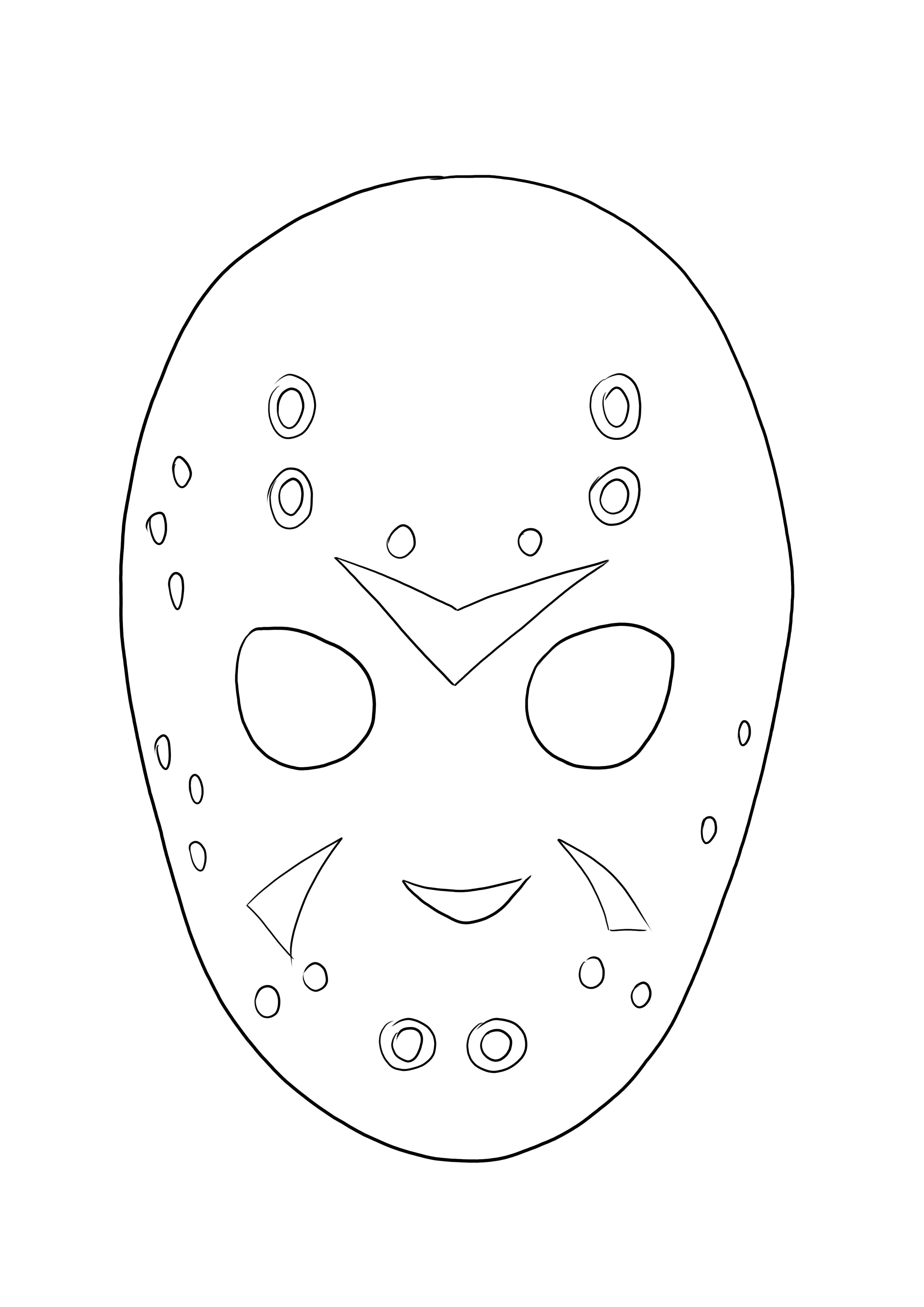 Friday th jason mask free printable to color for kids who love coloring