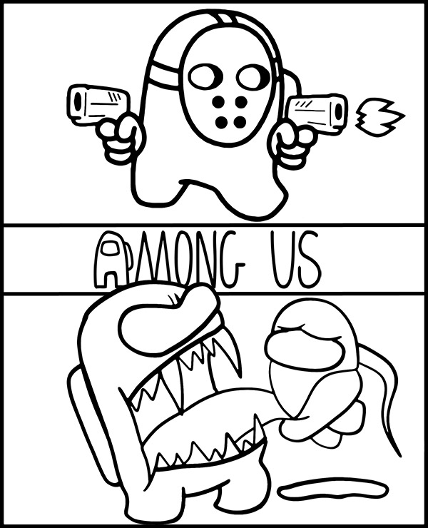 Jason and zombie coloring page among us