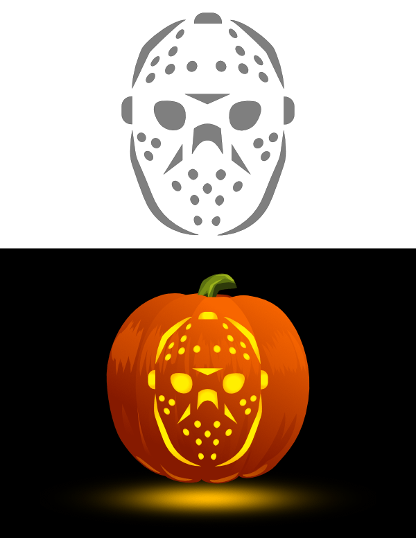 Printable hockey mask pumpkin stencil