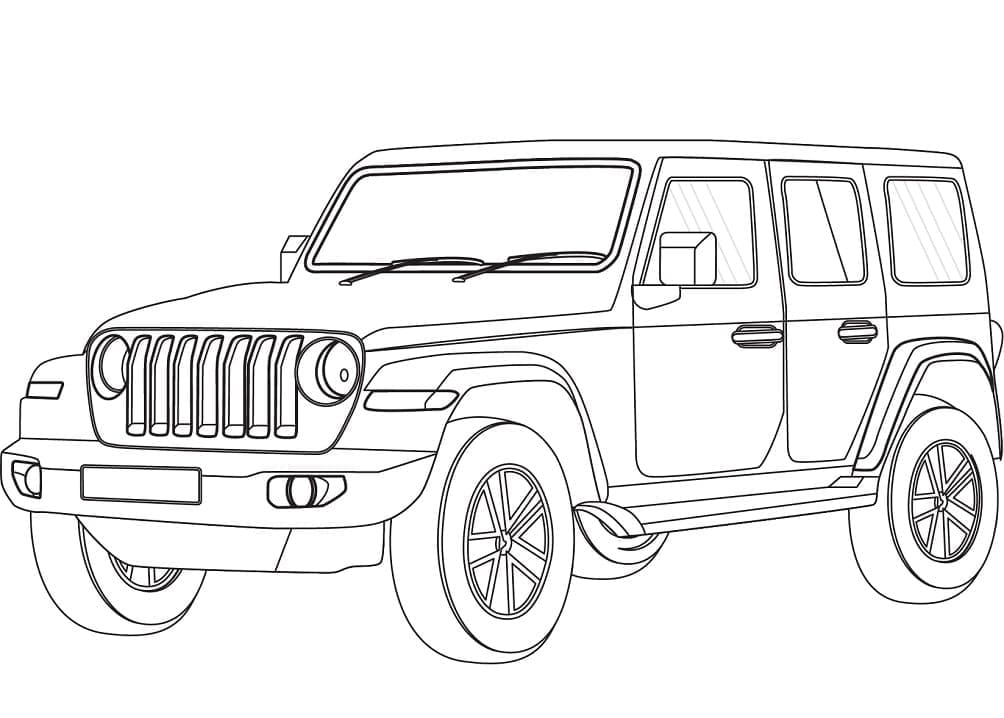 Drawing of jeep coloring page