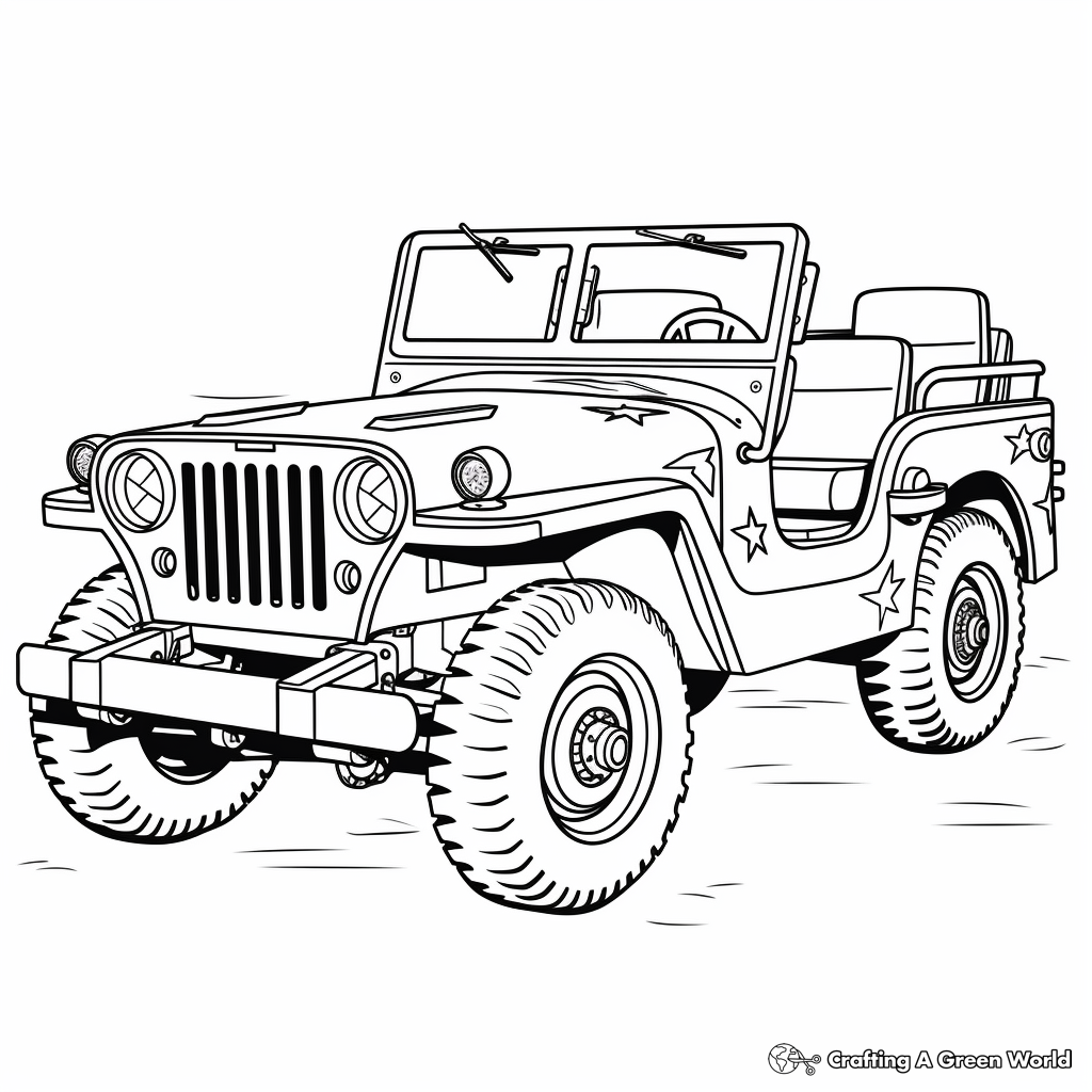 Army jeep coloring pages