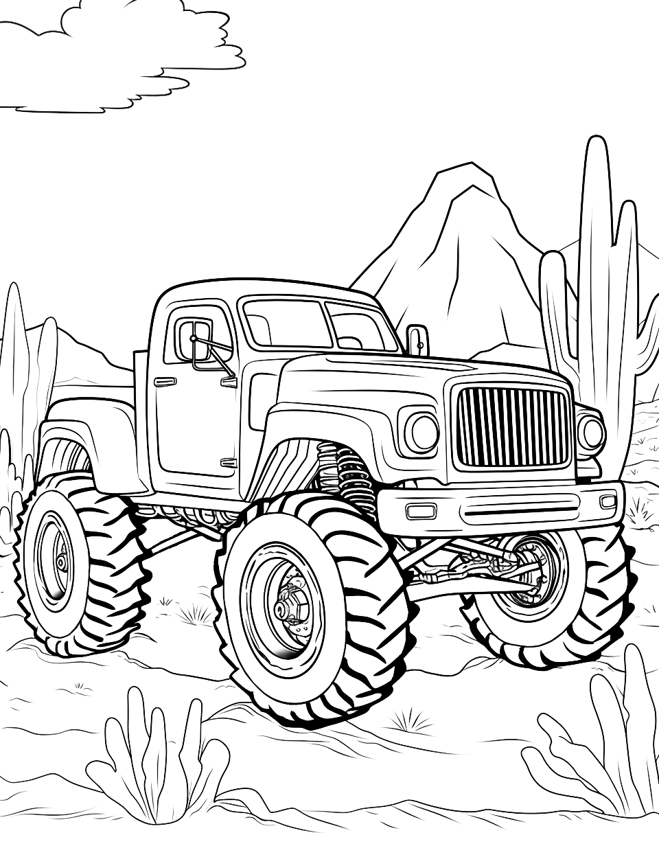 Monster truck coloring pages free printable sheets