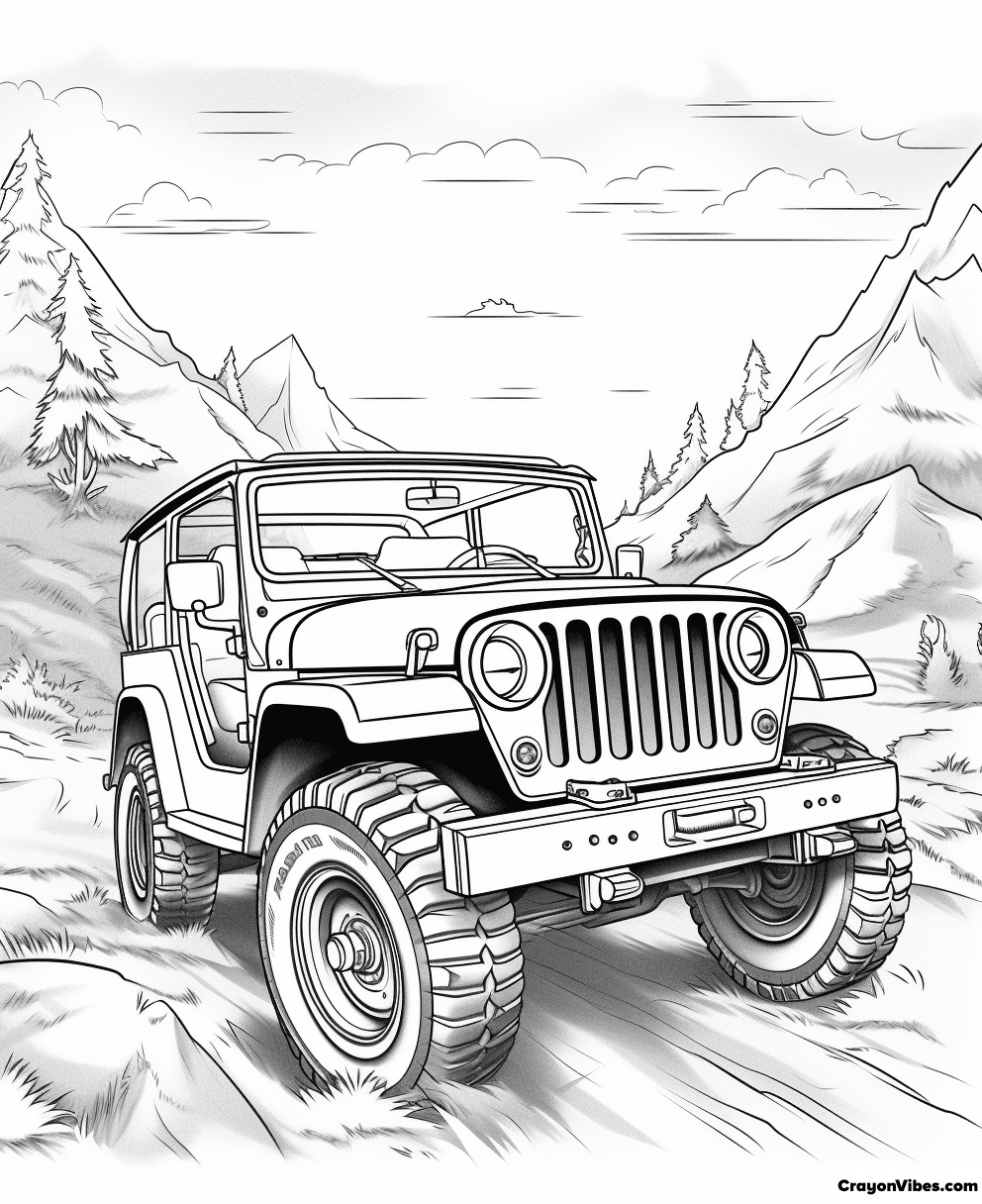 Jeep coloring pages free printables for kids adults