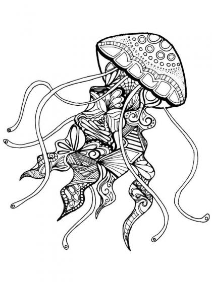 Jellyfish coloring pages for adults