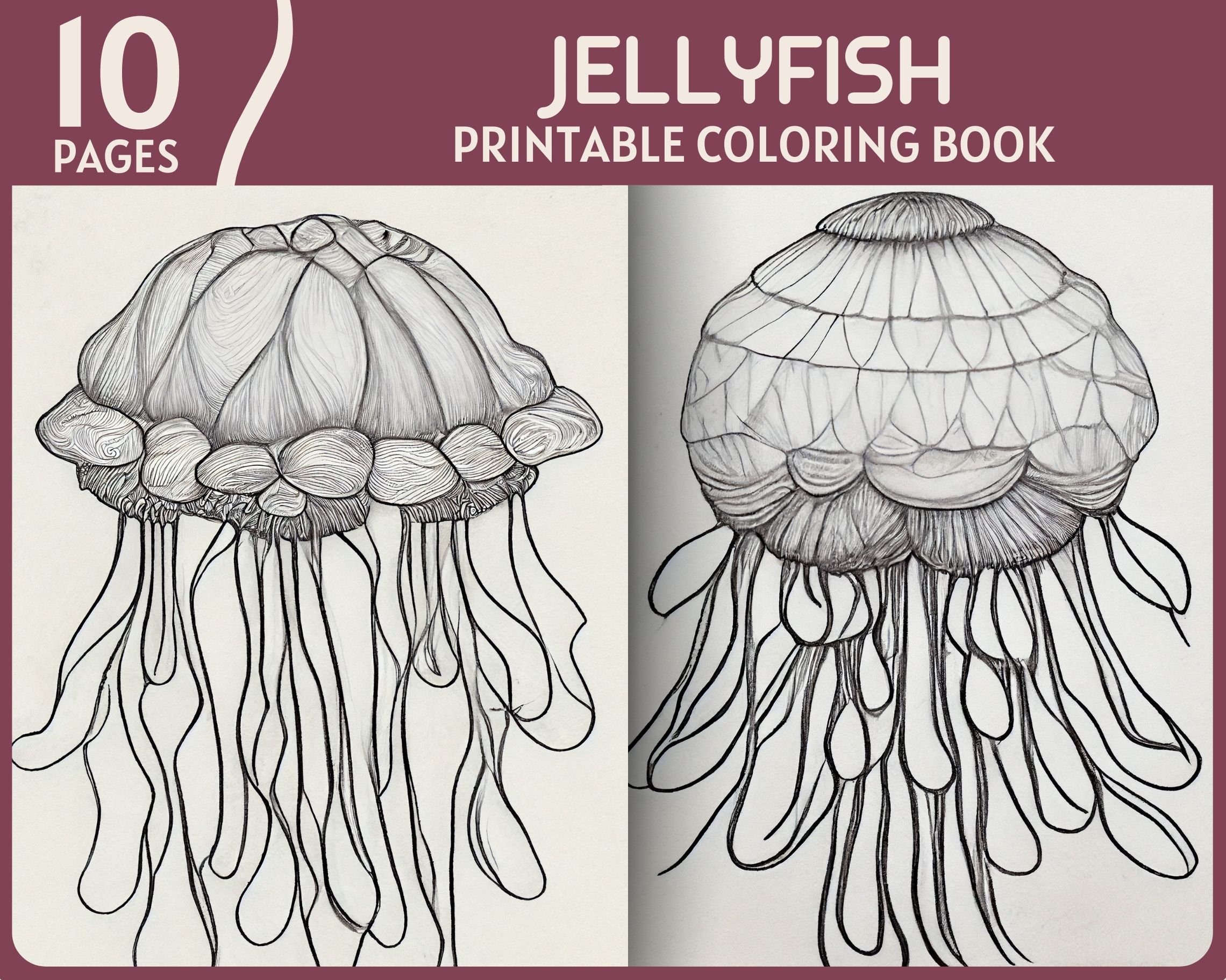 Jellyfish coloring pages nautical creatures printable coloring book jellyfish theme coloring page