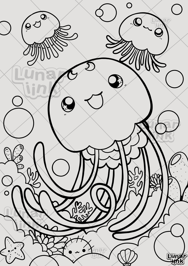 Printable jellyfish coloring page