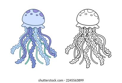 Jellyfish coloring book photos and images