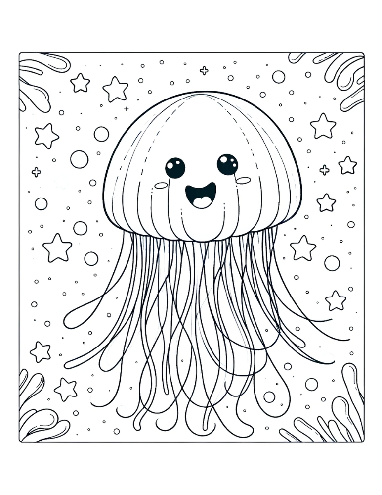 Free cute jellyfish coloring pages for kids