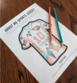 About me sports jersey coloring page printable identity activity