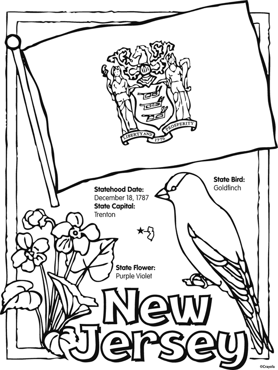 State of new jersey free coloring page