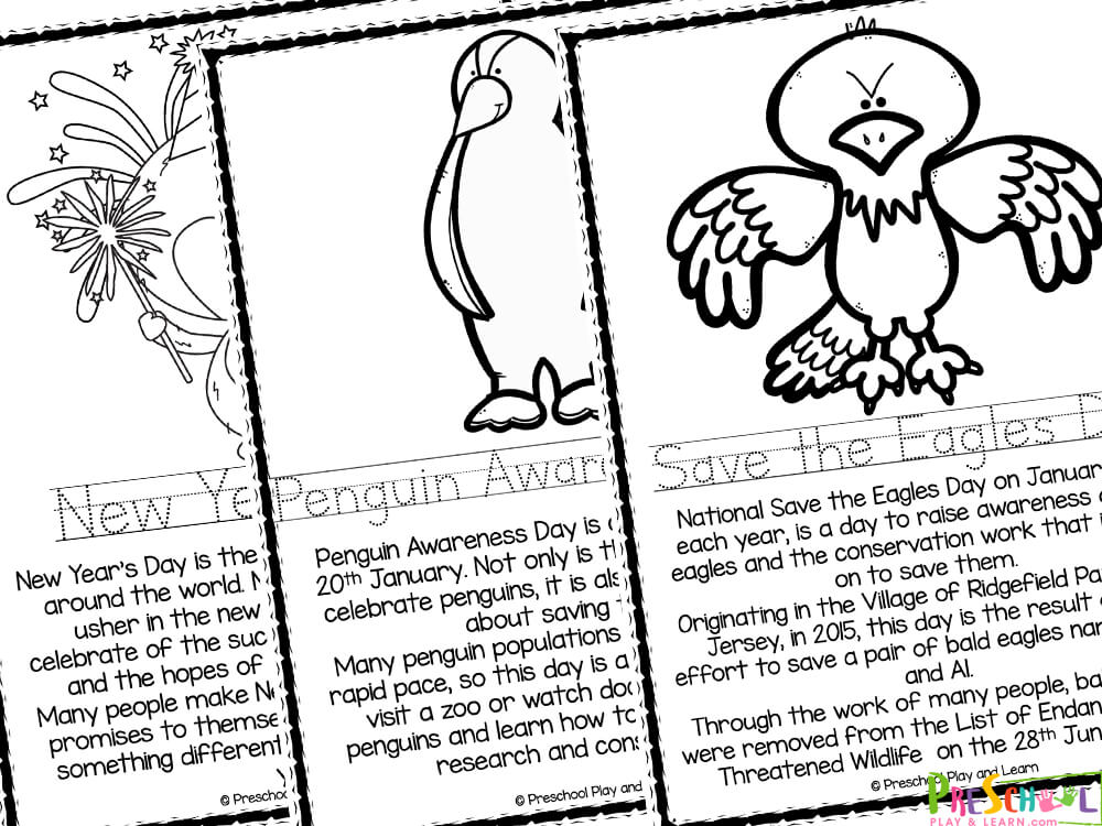 Free printable january coloring pages